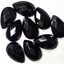 16X25MM FACETED PEAR CABOCHON BLACK ONYX(4 PCS/BAG)